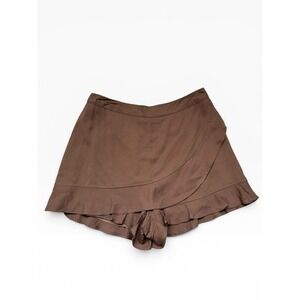 Altar'd State Mocha Brown Ruffle Wrap Skort Brown Medium NWT